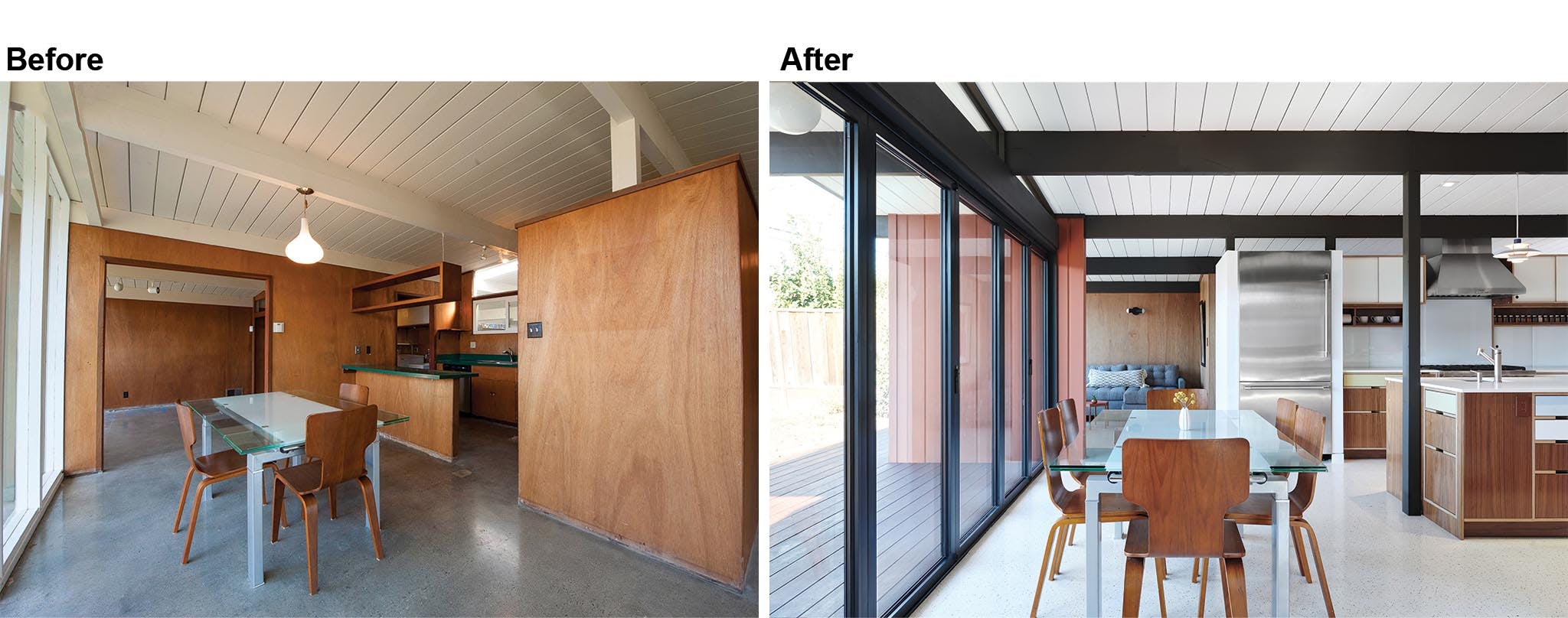 eichler home renovation with retractable patio doors