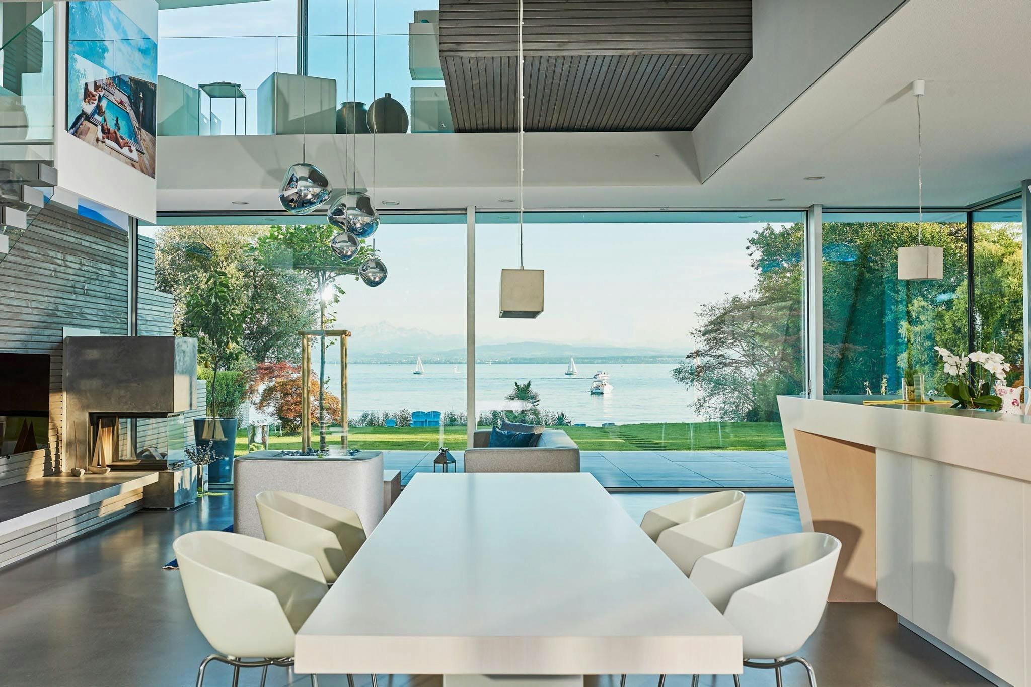 large panel residential glass walls with ocean view