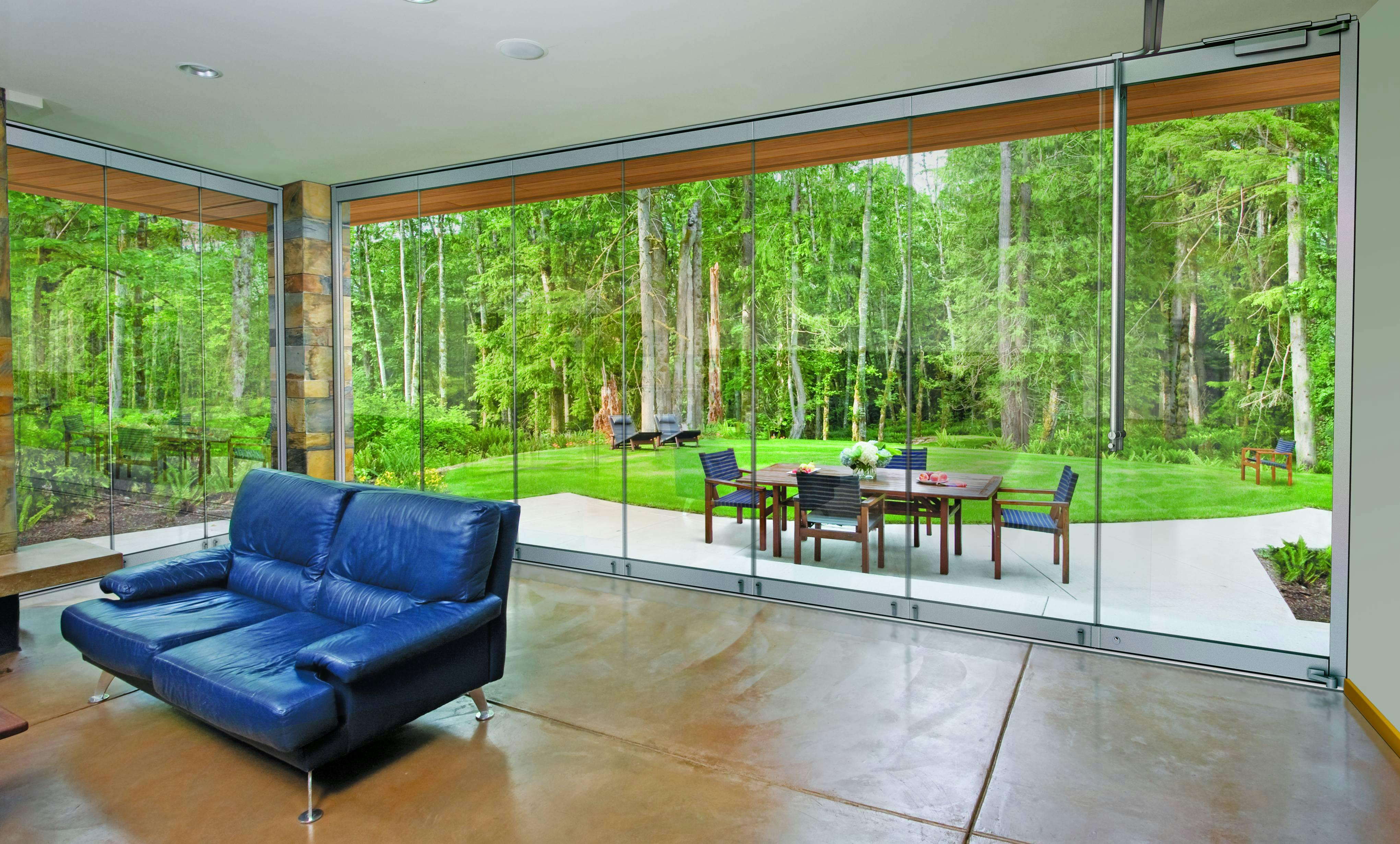 frameless-glass-walls-with-nature-views and biophilic design principles