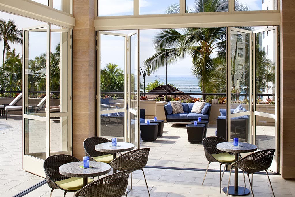 Folding glass walls in Hawaii hotel