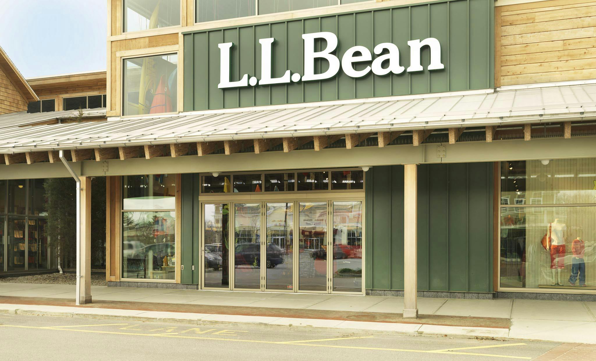 folding glass wall used as storefront for L.L.Bean