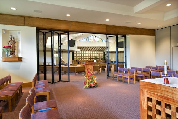 interior moveable glass systems within the interior of religious facility