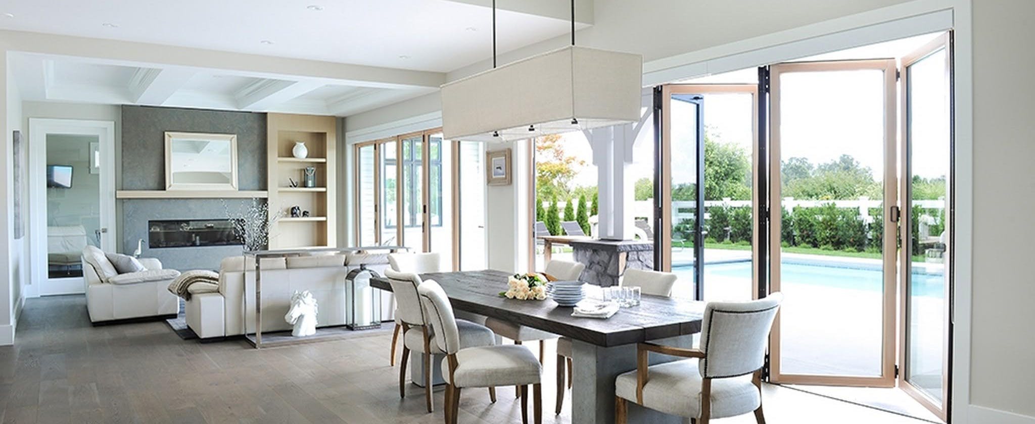 Wood Framed Aluminum Clad Folding Glass Walls