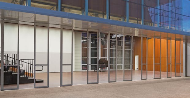 21st Century Schools - Santa Monica College exterior aluminum sliding glass walls 