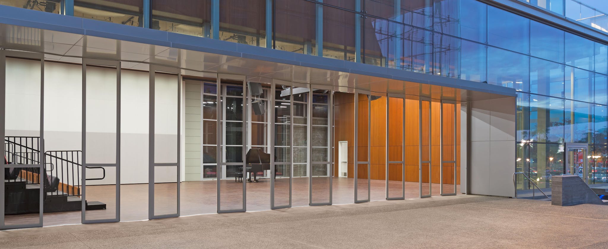 21st Century Schools - Santa Monica College exterior aluminum sliding glass walls