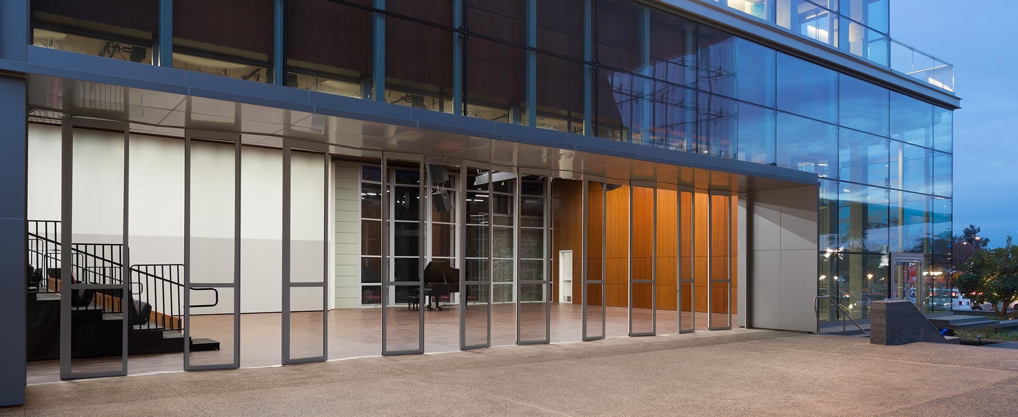 21st Century Schools - Santa Monica College exterior aluminum sliding glass walls